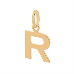 Large Uppercase Alphabet Letter R Charm Pendant 14x11mm Gold Plated Sterling Silver Vermeil
