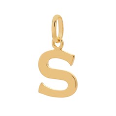 Large Uppercase Alphabet Letter S Charm Pendant 15x12mm Gold Plated Sterling Silver Vermeil