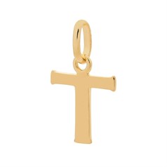 Large Uppercase Alphabet Letter T Charm Pendant 15x11mm Gold Plated Sterling Silver Vermeil