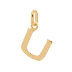 Large Uppercase Alphabet Letter U Charm Pendant 14x11mm Gold Plated Sterling Silver Vermeil
