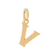 Large Uppercase Alphabet Letter V Charm Pendant 15x12mm Gold Plated Sterling Silver Vermeil