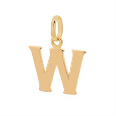 Large Uppercase Alphabet Letter W Charm Pendant 15x15mm Gold Plated Sterling Silver Vermeil
