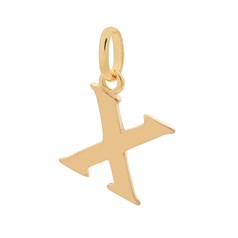 Large Uppercase Alphabet Letter X Charm Pendant 15x11mm Gold Plated Sterling Silver Vermeil