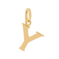 Large Uppercase Alphabet Letter Y Charm Pendant 15x12mm Gold Plated Sterling Silver Vermeil