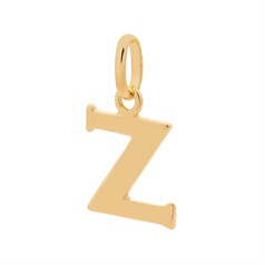 Large Uppercase Alphabet Letter Z Charm Pendant 15x10mm Gold Plated Sterling Silver Vermeil