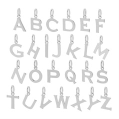 Large Uppercase Alphabet Letter A- Z Charm Pendant Set of 26 Sterling Silver
