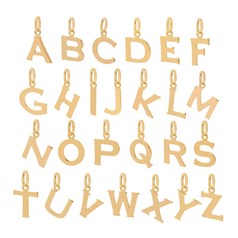 Gold Plated Large Uppercase Alphabet Letter A- Z Charm Pendant Set of 26 Sterling Silver Vermeil