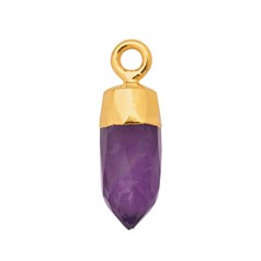 Amethyst Gemstone Point 13x5mm Pendant/Dropper 18ct Gold Electroplated