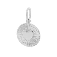 Circle with Heart Rays Charm Pendant Sterling Silver