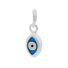 Blue Enamelled Evil Eye Charm Pendant Sterling Silver