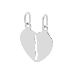 Two Friends One Heart Charm Pendant Sterling Silver