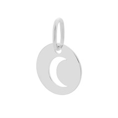 Disc Charm Pendant with Crescent Moon Sterling Silver