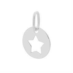 Disc Charm Pendant with Star Sterling Silver