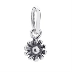 Mini Daisy Antiqued Charm Pendant Sterling Silver