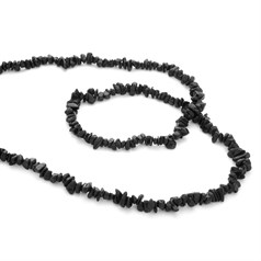 36" Continuous Superior Gemstone Tumblechip Beads Black Tourmaline