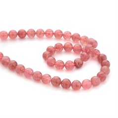 10mm Round gemstone bead 'A'  Quality Strawberry Quartz 39.3cm strand