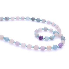 *Mixed Pastel Gemstone 8mm Faceted Energy Column Bead 40cm Strand