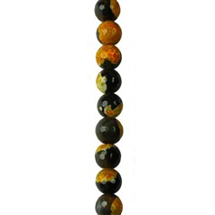 12mm Facet gemstone bead  Fire Agate Black & Orange (Dyed)  40cm strand