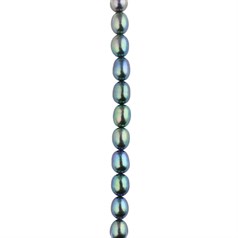 6-6.5mm Rice Pearl Bead Long Drilled Peacock AYB19 40cm Strand