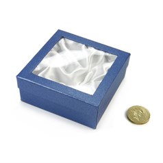 Card Box Blue With White Satin Lining 80x80x30mm