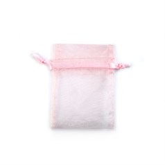 Baby Pink Organza Pouch with Satin Ribbon 10x7.5cm