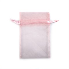 Baby Pink Organza Pouch with Satin Ribbon 14x10cm
