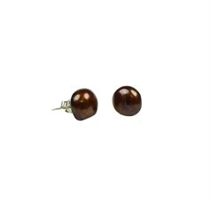 10-12mm Baroque Pearl Stud Earring with Sterling Silver Fittings in Bronze