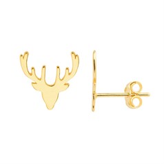Stags Head Earstud Gold Plated Sterling Silver Vermeil