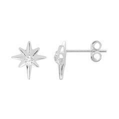Celestial Star Earstud 10x9mm with Scrolls Sterling Silver