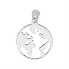 18mm World Map Pendant Sterling Silver