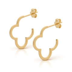 Quatrefoil Ear Hoop with Post & Scroll  Gold Plated Sterling Silver Vermeil
