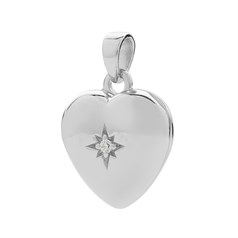 Heart Locket with CZ Pendant Sterling Silver