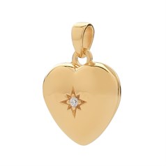 Heart Locket with CZ Pendant Gold Plated Sterling Silver Vermeil