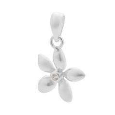 5 Petal Flower Pendant with CZ Sterling Silver