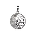Decorative Moon & Star 23mm Cage Pendant Silver Plated