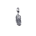 Antiqued Feather Charm Pendant Silver Plated