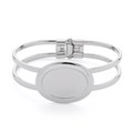 Spring Bangle with 25x18mm Cup for Cabochon Silver Plated