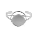 Offset Circle Cuff Bangle with 28mm Cup  for Cabochon Silver Plated