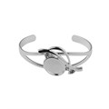 Cuff Bangle w/ Facet Glass 18x13mm Cup for Cabochon Rhodium Plated
