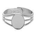 Ring with 10x8mm Milled Edge  Cup for Cabochon Silver Plated