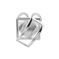 Adjustable Ring Square/Oblong  w/15mm Flat Pad for Cabochon Silver Plated