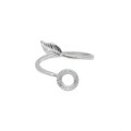 Adjustable Ring with Feather & 6mm Cup for Cabochon Sterling Silver
