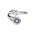 Feather & 6mm Cup for Cabochon Heavy Adjustable Ring Sterling Silver