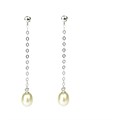 8.8.5mm Rice Pearl Eardrop Earring with Sterling Silver Fittings and 1.75" Chain in White
