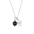 Garnet  Necklace with Hamsa Hand Charm -Birthstone January Sterling Silver